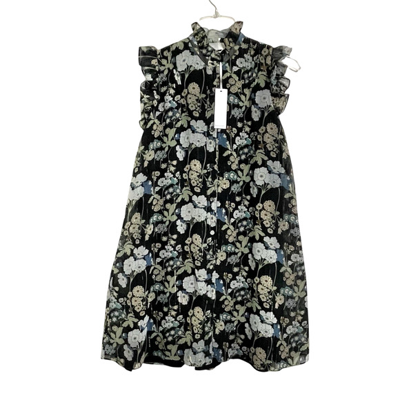 Bianca Balti The Sycamore Mini Maternity Dress Size 2 Black Teal Floral Boho NWT - Picture 3 of 16
